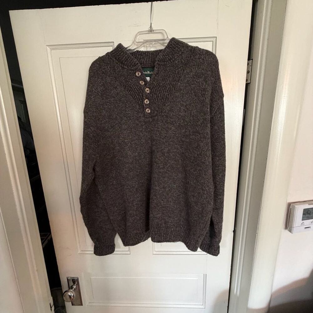 Vintage Gander Mountain Mens Size L Wool Blend Button Mock Neck Sweater